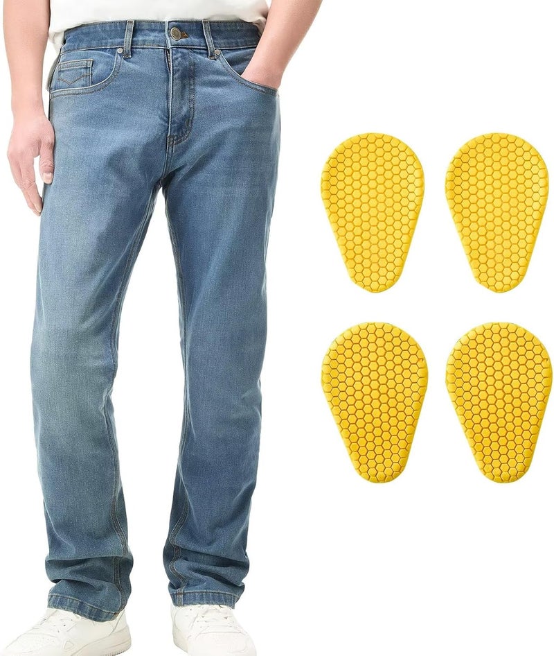 ILM Motorcycle Riding Pants for Men CE Armored Motorbike Jeans Adventure Touring Motocross All Season Model PJN1(Light Blue) - Image 1